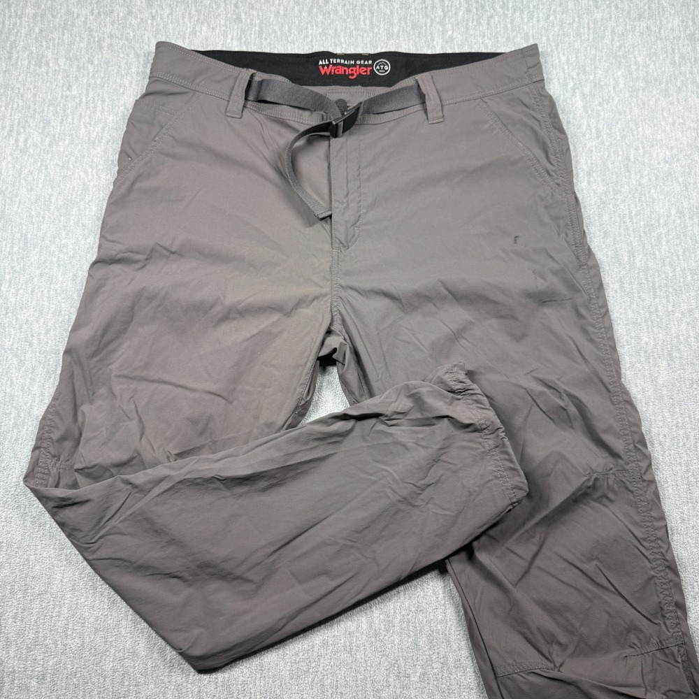 Wrangler Pants Mens 38x30 Gray ATG All Terrain Gear Belted Nylon Hiking Stretch